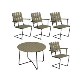 Klassikergrupp ljusgrön ek / svart - 4 A2 stolar, 9A bord