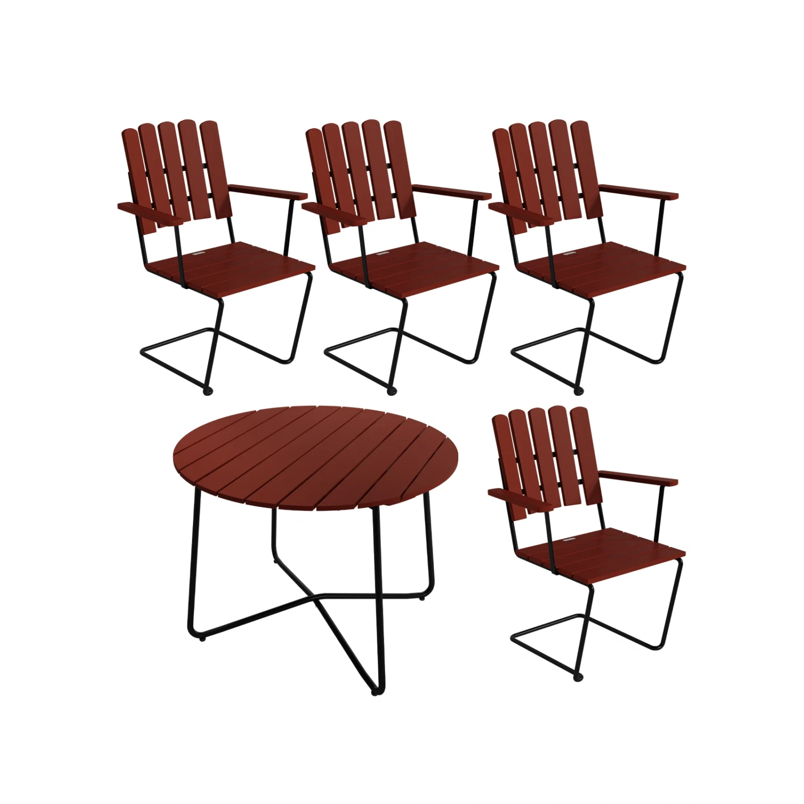 Klassikergrupp mörkröd ek / svart - 4 A2 stolar, 9A bord