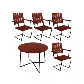 Klassikergrupp mörkröd ek / svart - 4 A2 stolar, 9A bord