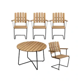 Klassikergrupp oljad ek / svart - 4 A2 stolar, 9A bord