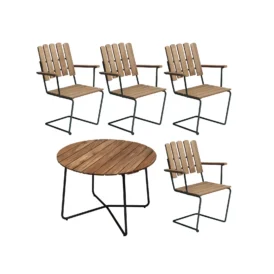 Klassikergrupp teak / svart - 4 A2 stolar, 9A bord