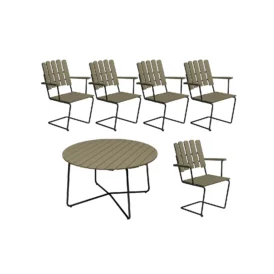 Klassikergrupp ljusgrön ek / svart - 5 A2 stolar, 9A bord