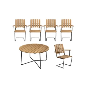 Klassikergrupp oljad ek / svart - 5 A2 stolar, 9A bord