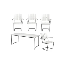 Klassikergrupp vit ek / svart - 4 A2 stolar, B31 170 bord