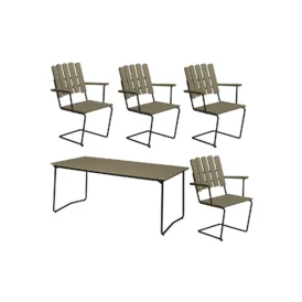 Klassikergrupp ljusgrön ek / svart - 4 A2 stolar, B31 170 bord