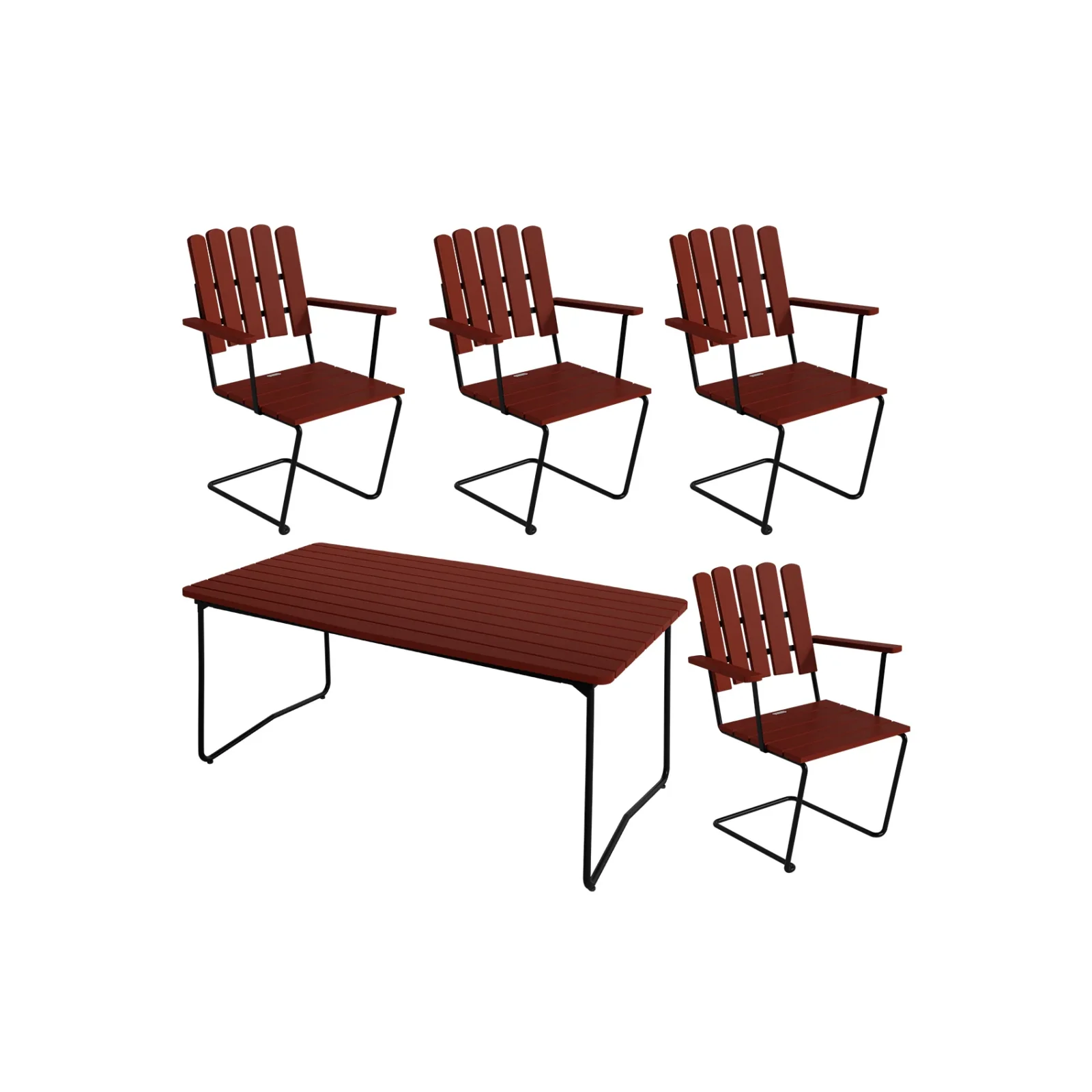 Klassikergrupp mörkröd ek / svart - 4 A2 stolar, B31 170 bord