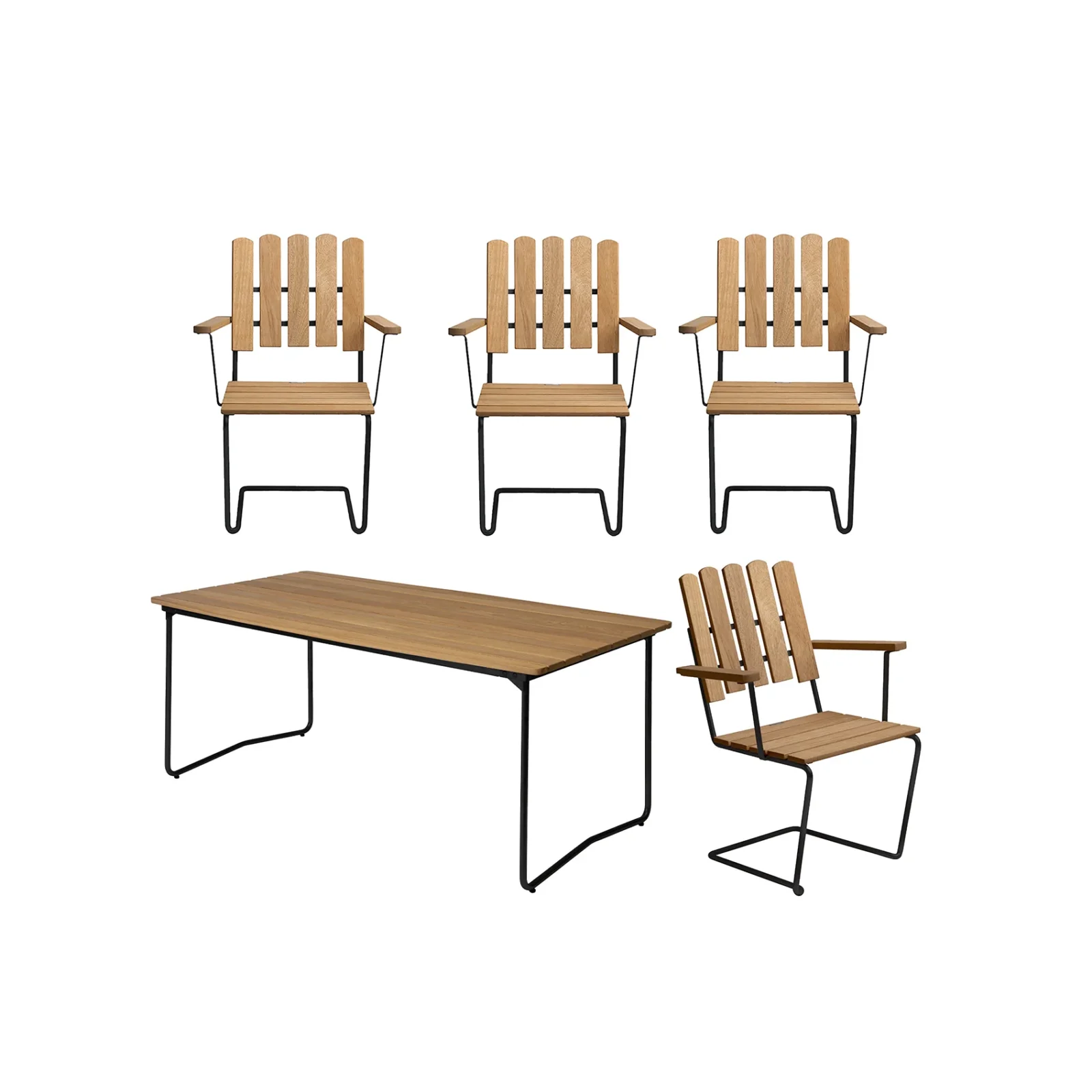 Klassikergrupp oljad ek / svart - 4 A2 stolar, B31 170 bord