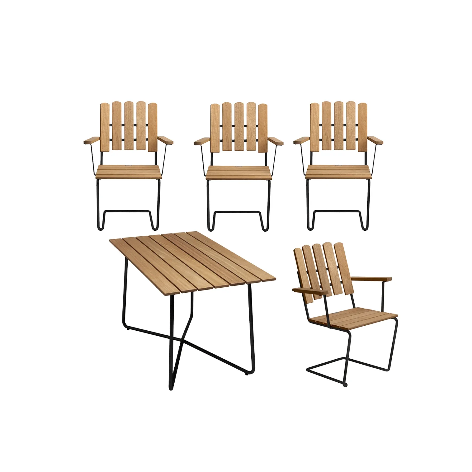 Klassikergrupp oljad ek / svart - 4 A2 stolar, B25A