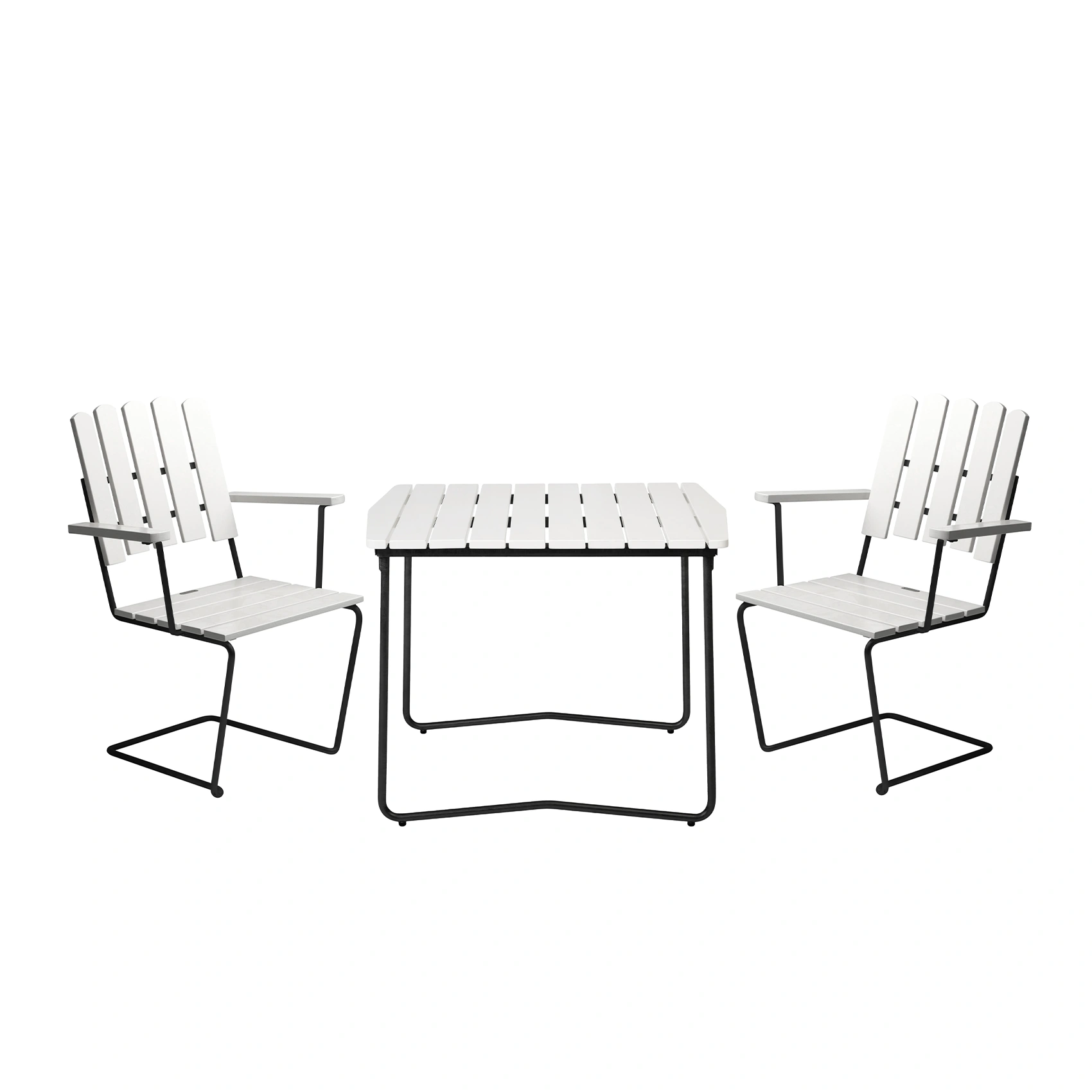 Klassikergrupp café med A2 och b31 i vitt med svart stativ.