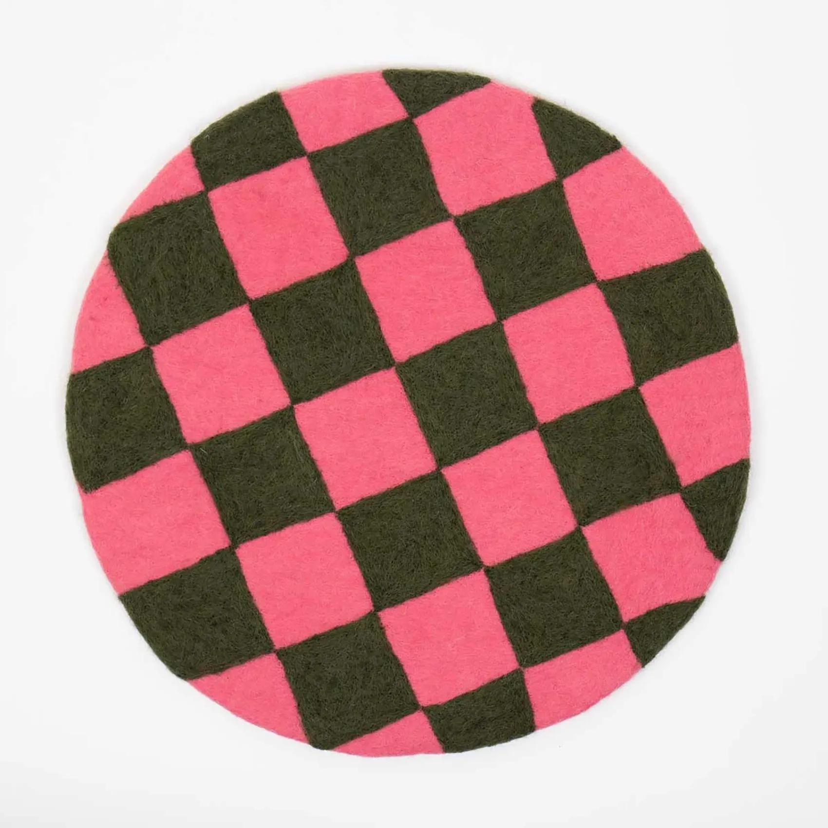 Felt Chess sittdyna korall/mörkgrön Ø37 cm