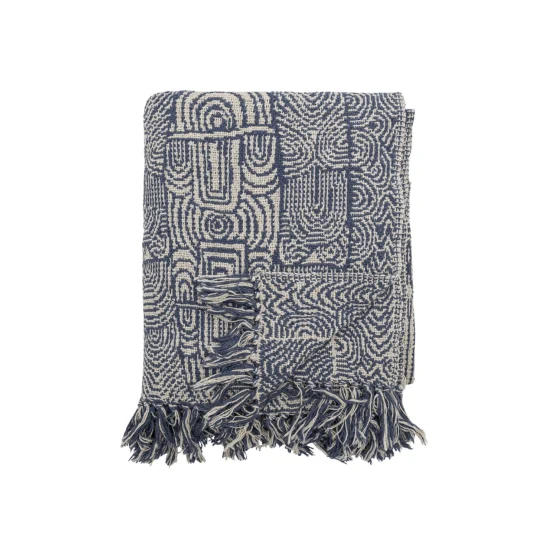 Bresso mönstrad pläd i blått från Bloomingville.