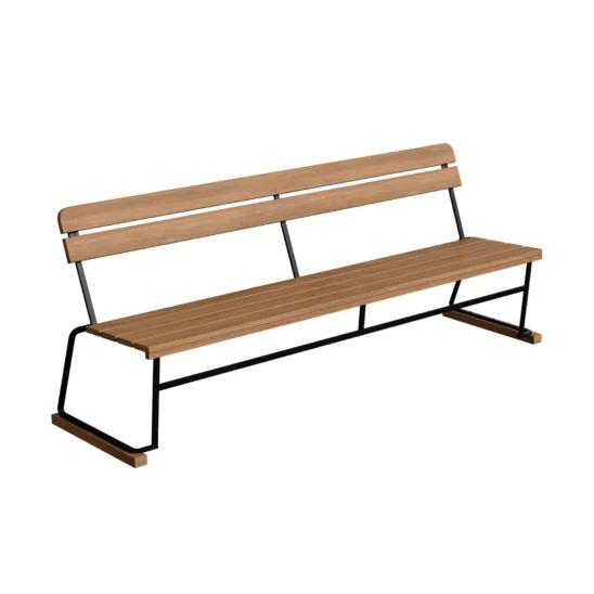 Soffa 5 i teak med svart stativ.