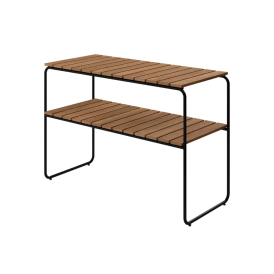 Avlastningsbord L105 i teak och svartstål från Grythyttans stålmöbler.