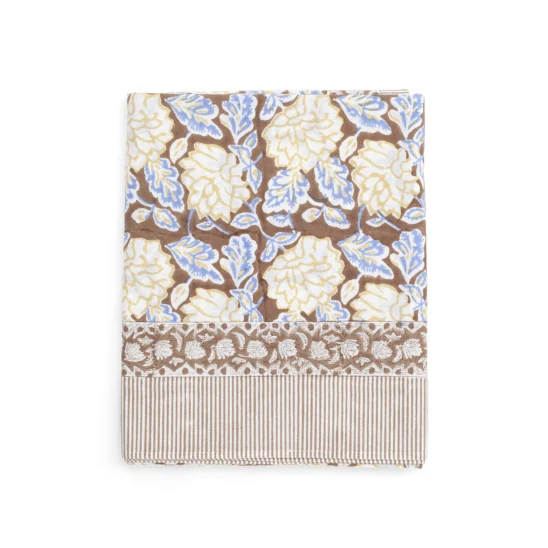 Dahlia bordsduk brun och blåa.