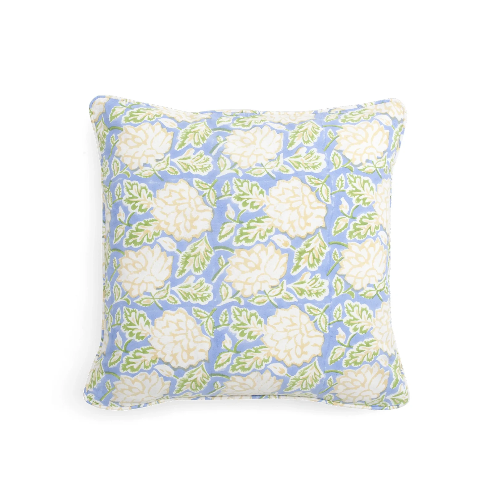 Kuddfodral Eko Dahlia - blå/gul, 50x50 cm