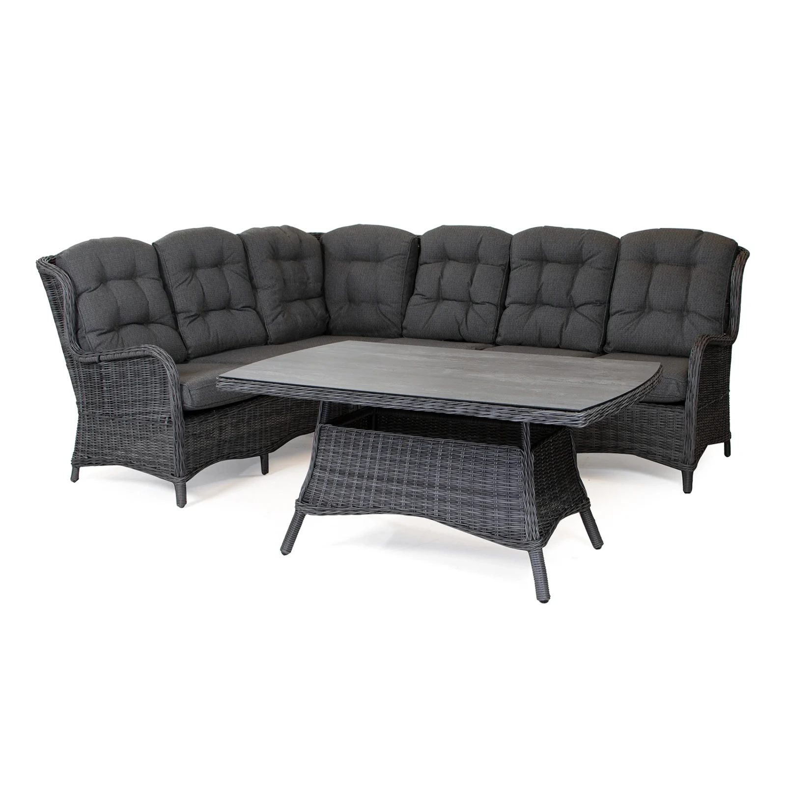 Rio hörnsoffgrupp antracit/mörkgrå allvädersdynor