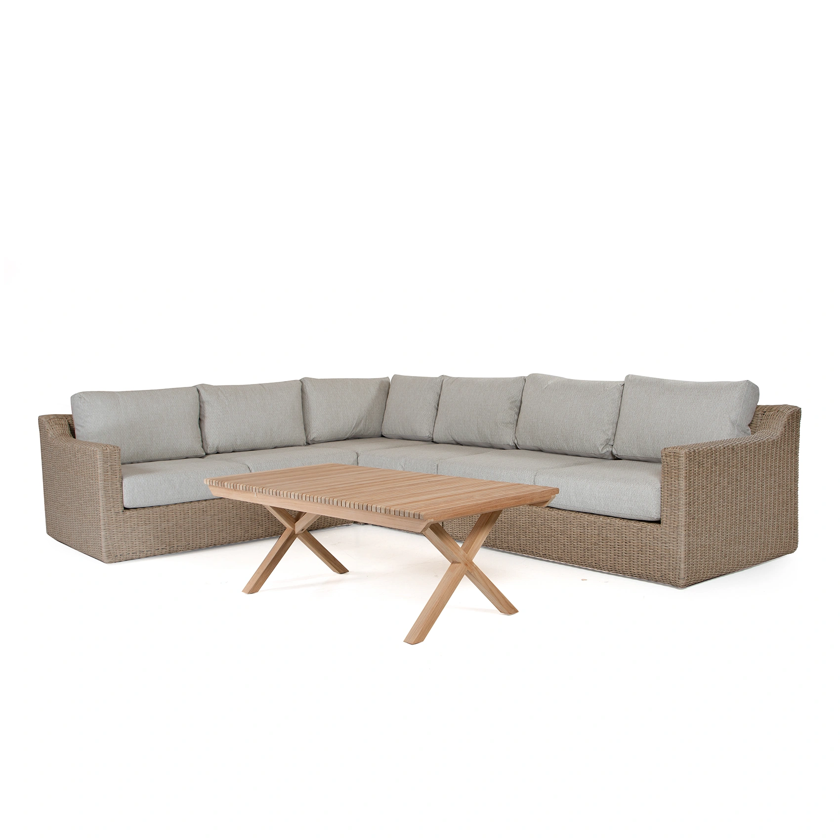 Pacific hörnsoffa natur/beige allvädersdynor