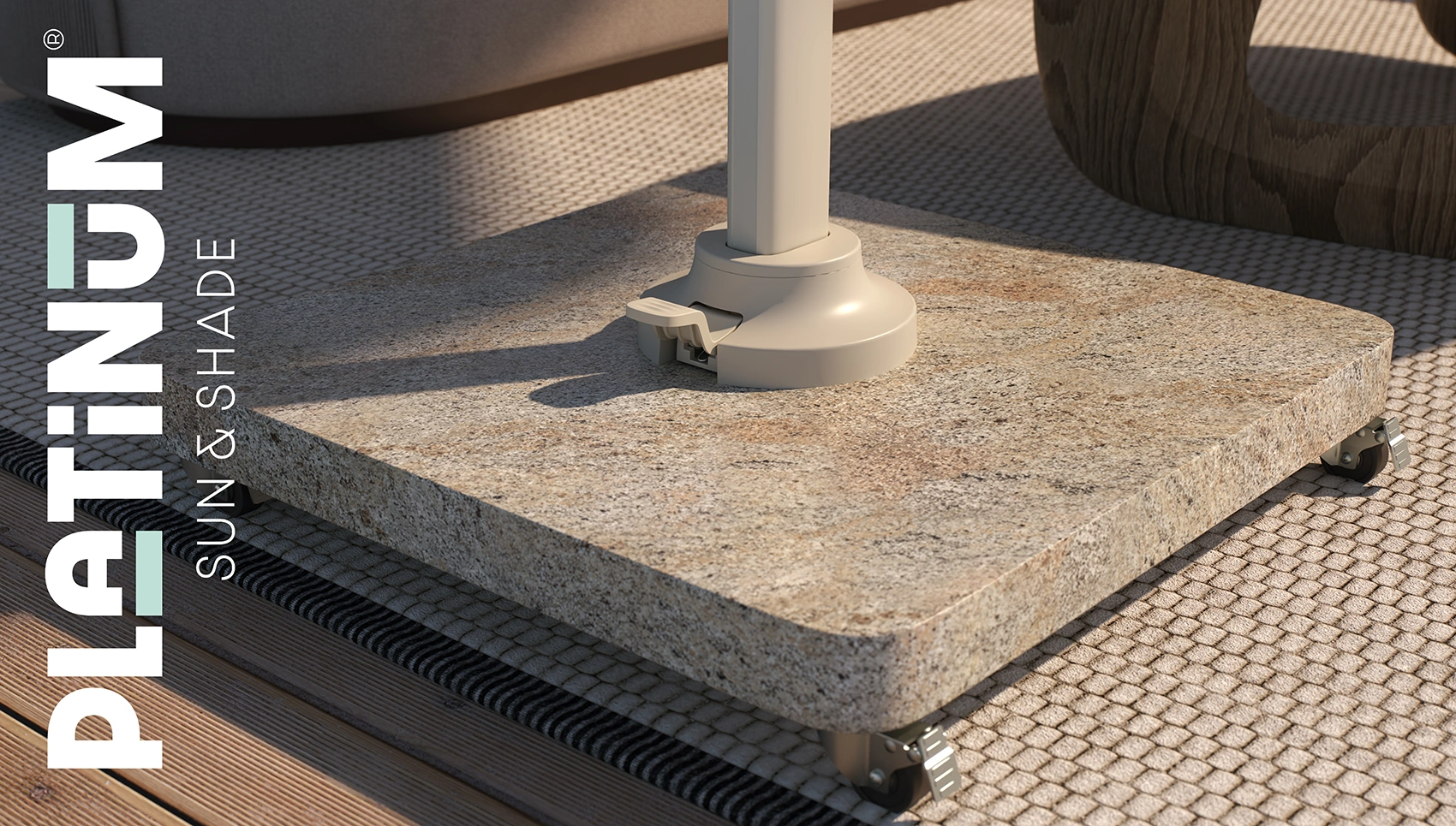 Venezia parasollfot med rundade hörn - granit, 120 kg