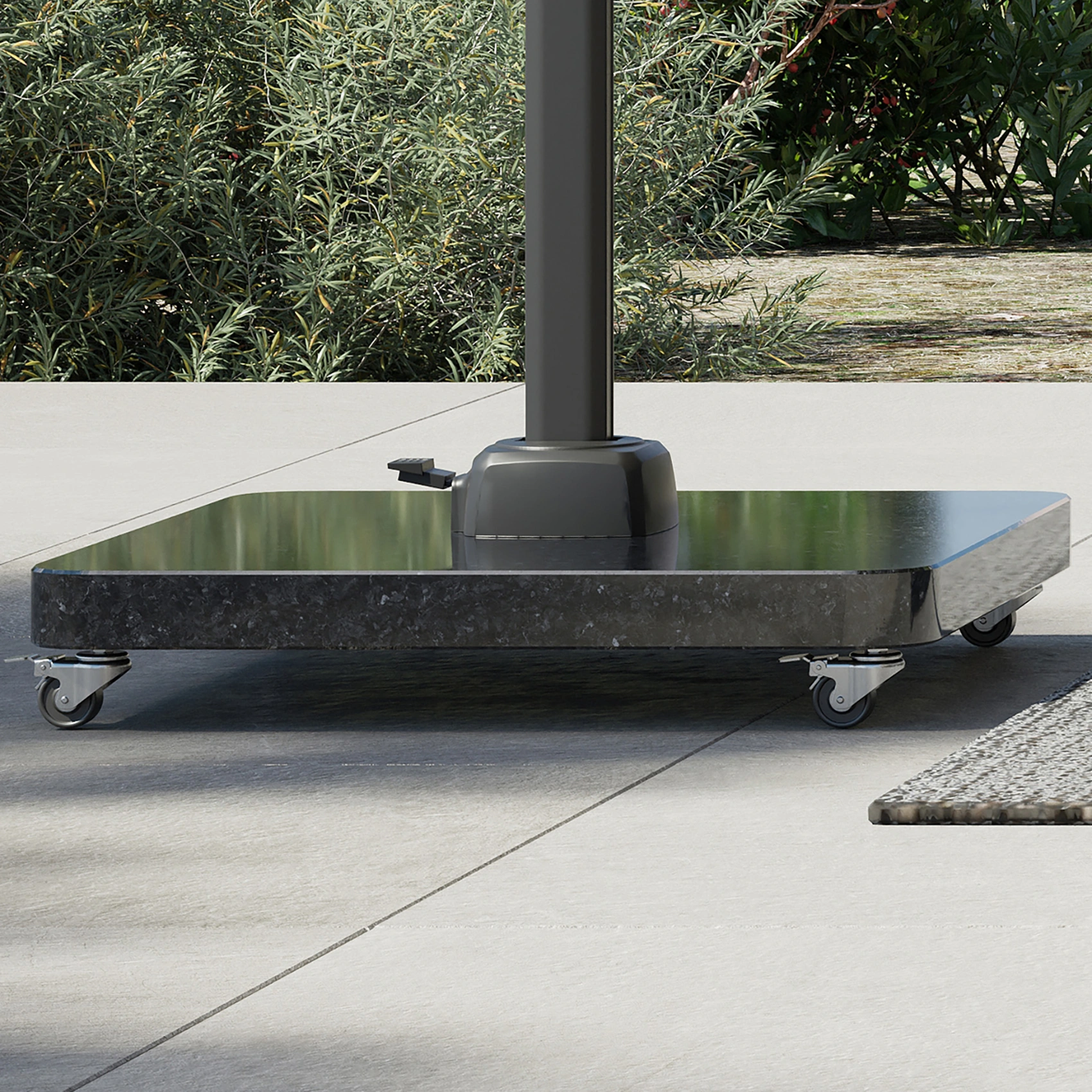 Ancona parasollfot med rundade hörn - granit, 90 kg