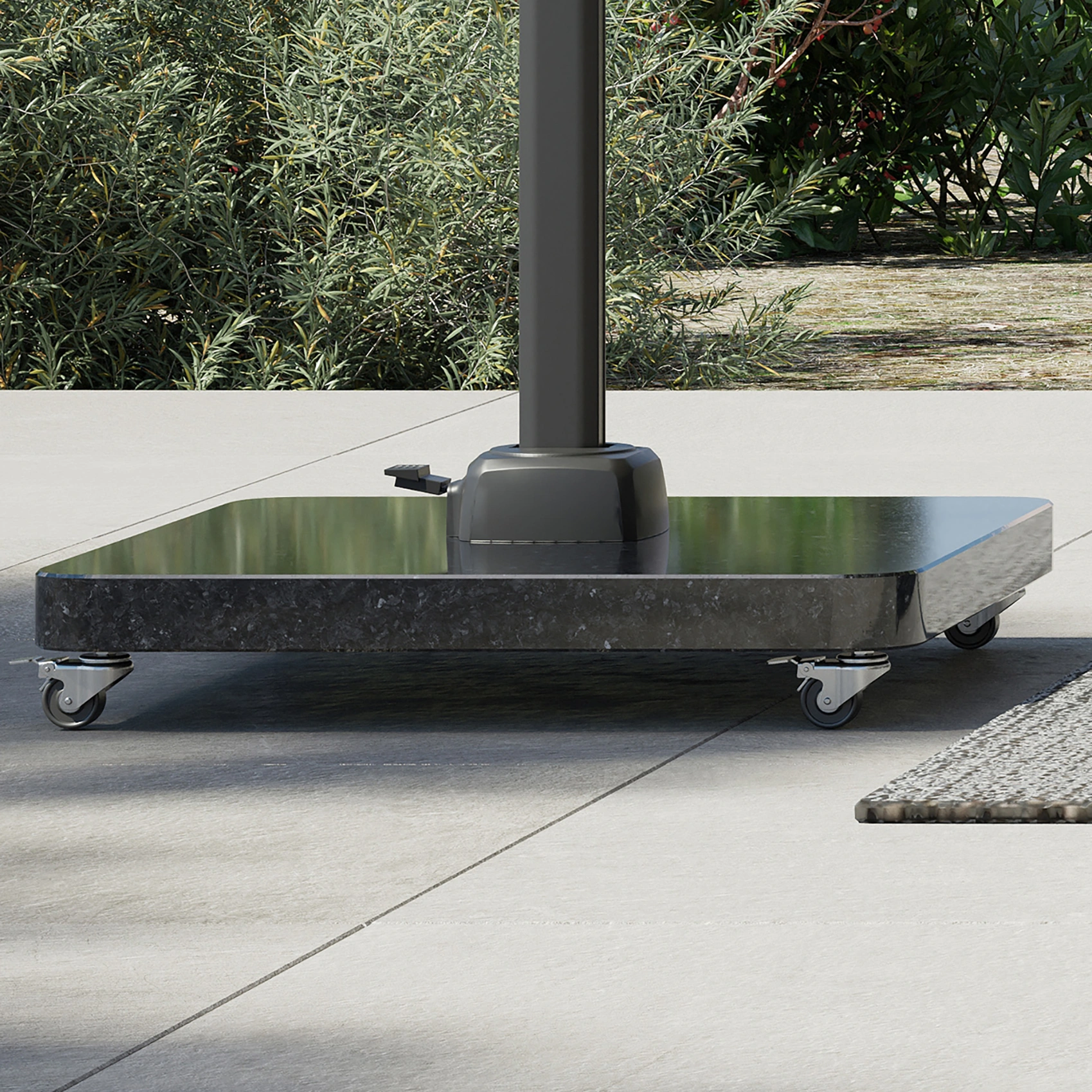 Ancona parasollfot med rundade hörn - granit, 120 kg