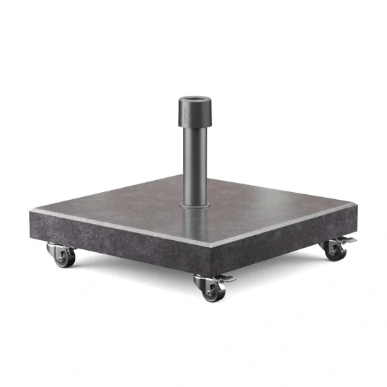 Rome parasollfot med hjul med vikten 60 kg.