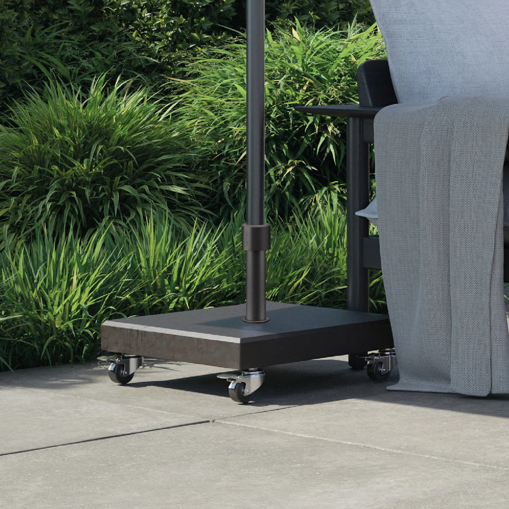 Rome parasollfot med hjul - granit, 60 kg