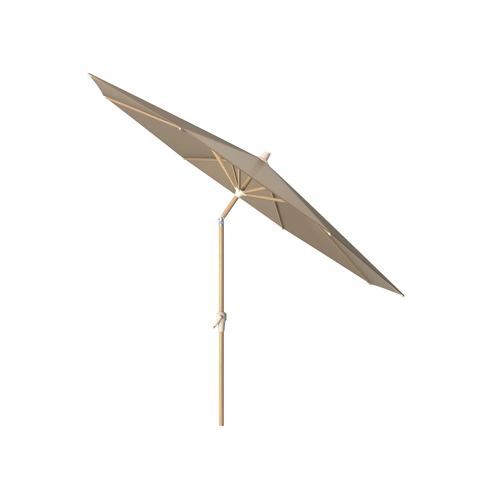 Riva parasoll - teaklook/taupe, Ø300 cm