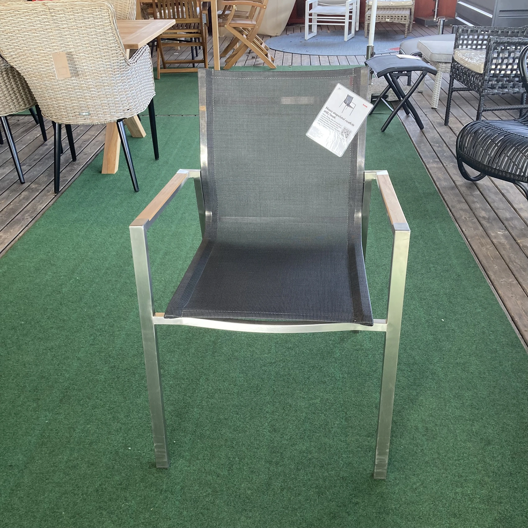 Naos stapelstol rostfritt stål/teak