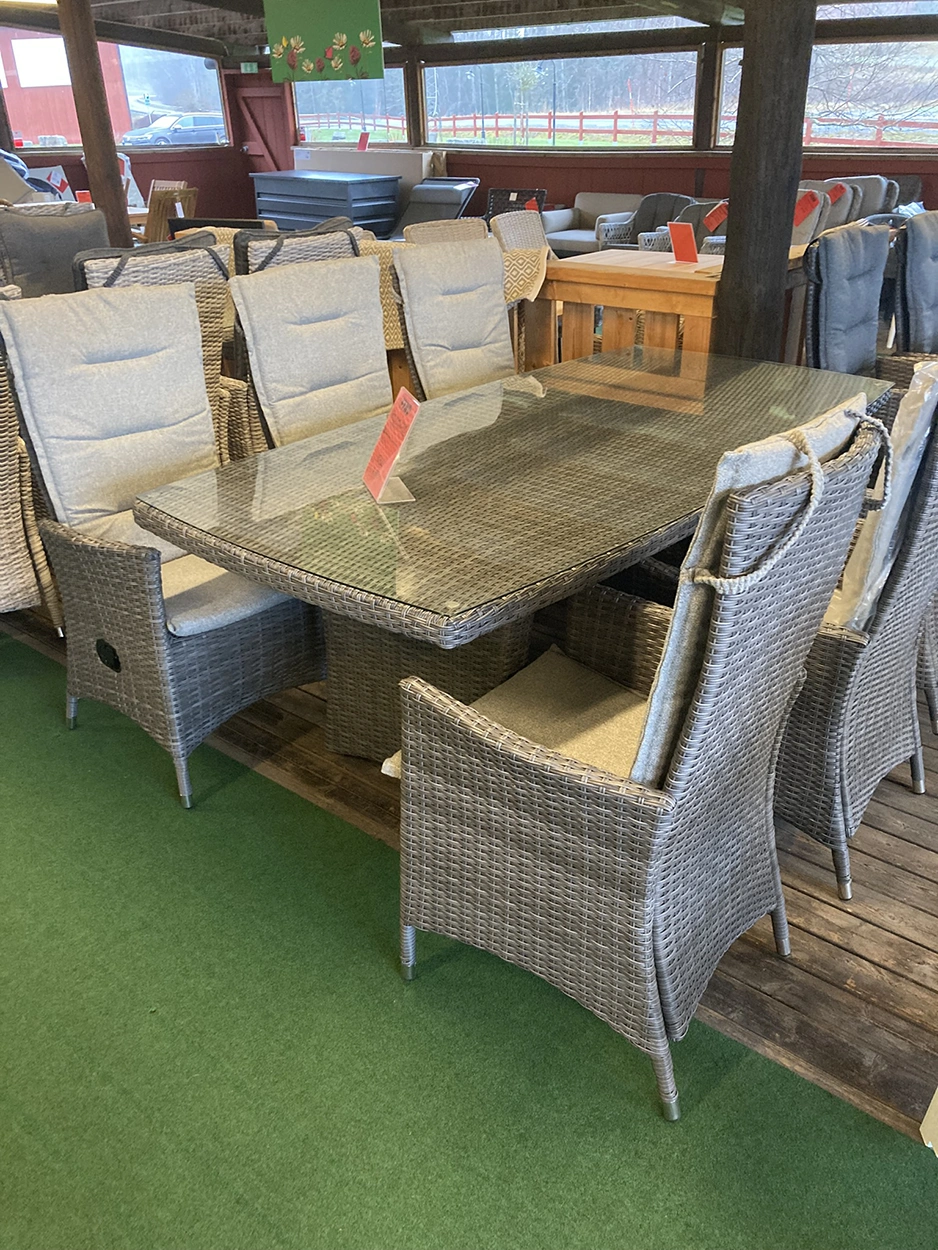 Georgia matgrupp antracit/ljusgrå - 6 stolar, 200x100 cm