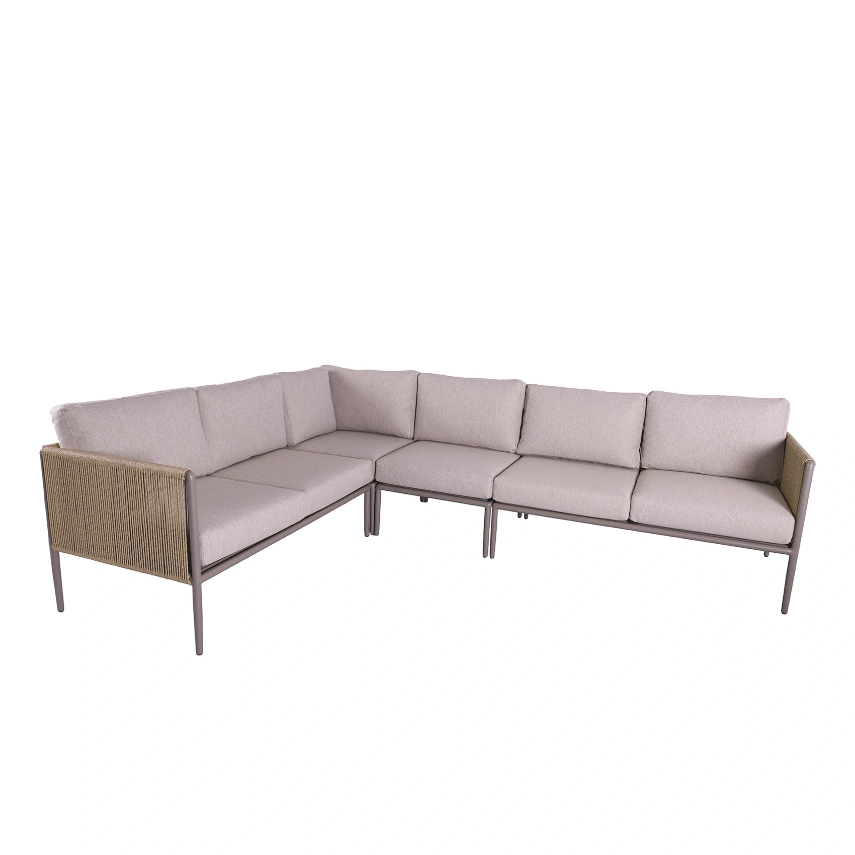 Toulouse hörnsoffa stor - khaki/natur med allvädersdynor