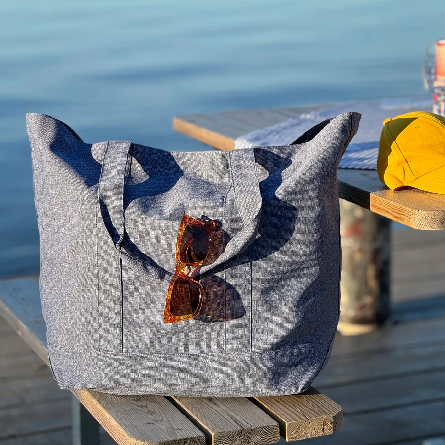 Elin väska återvunnen textil - marinblå