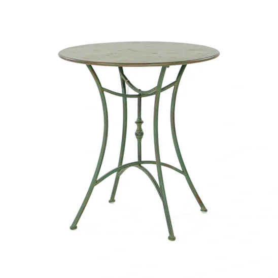 Cafébord smidesjärn med slät skiva - grön, Ø70 cm