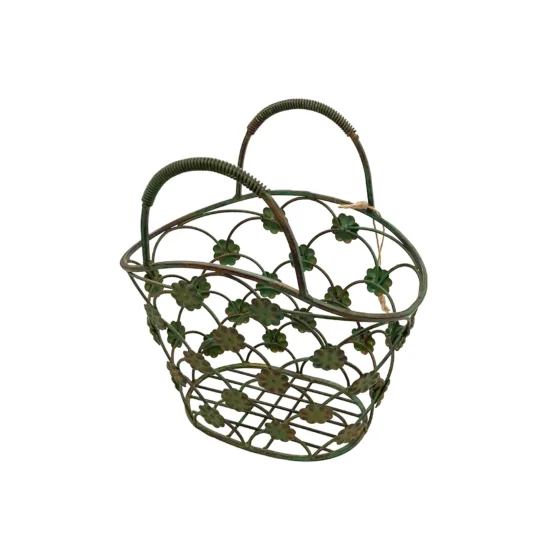 Blomster Väska/korg grön stor