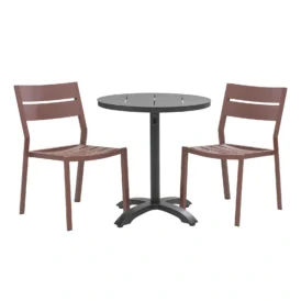 Delia/Avila caféset zin red/svart - 2 stolar, Ø70 cm