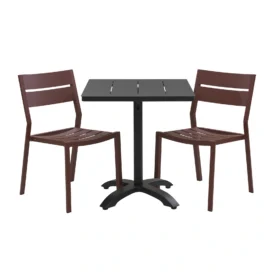 Delia/Avila caféset zin red/svart - 2 stolar, 70x70 cm