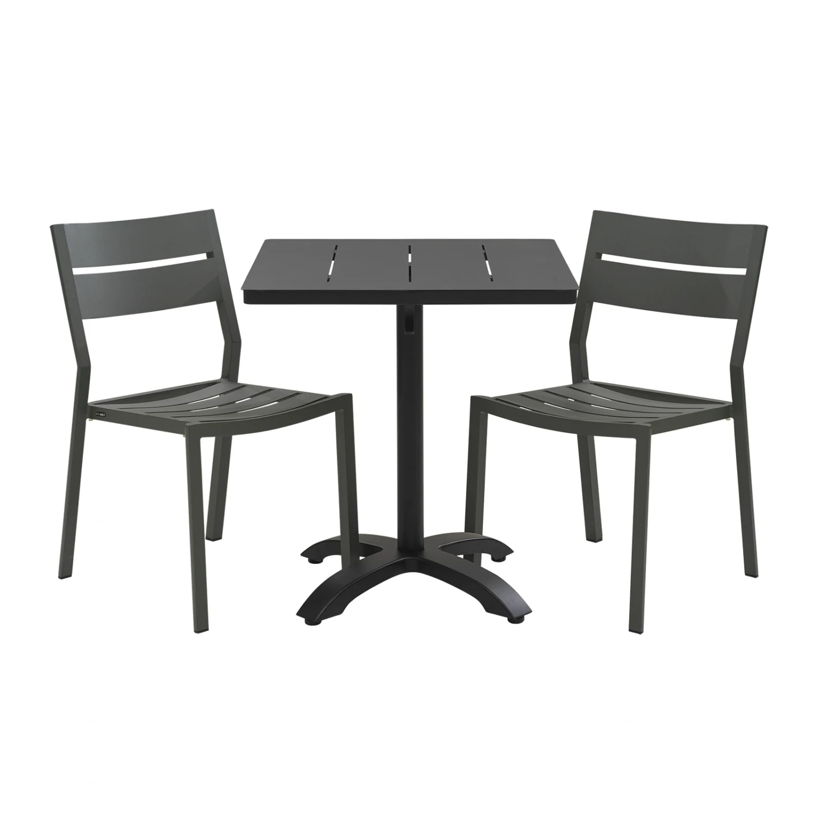 Delia/Avila caféset antracit/svart - 2 stolar, 70x70 cm