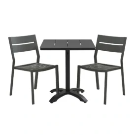 Delia/Avila caféset antracit/svart - 2 stolar, 70x70 cm