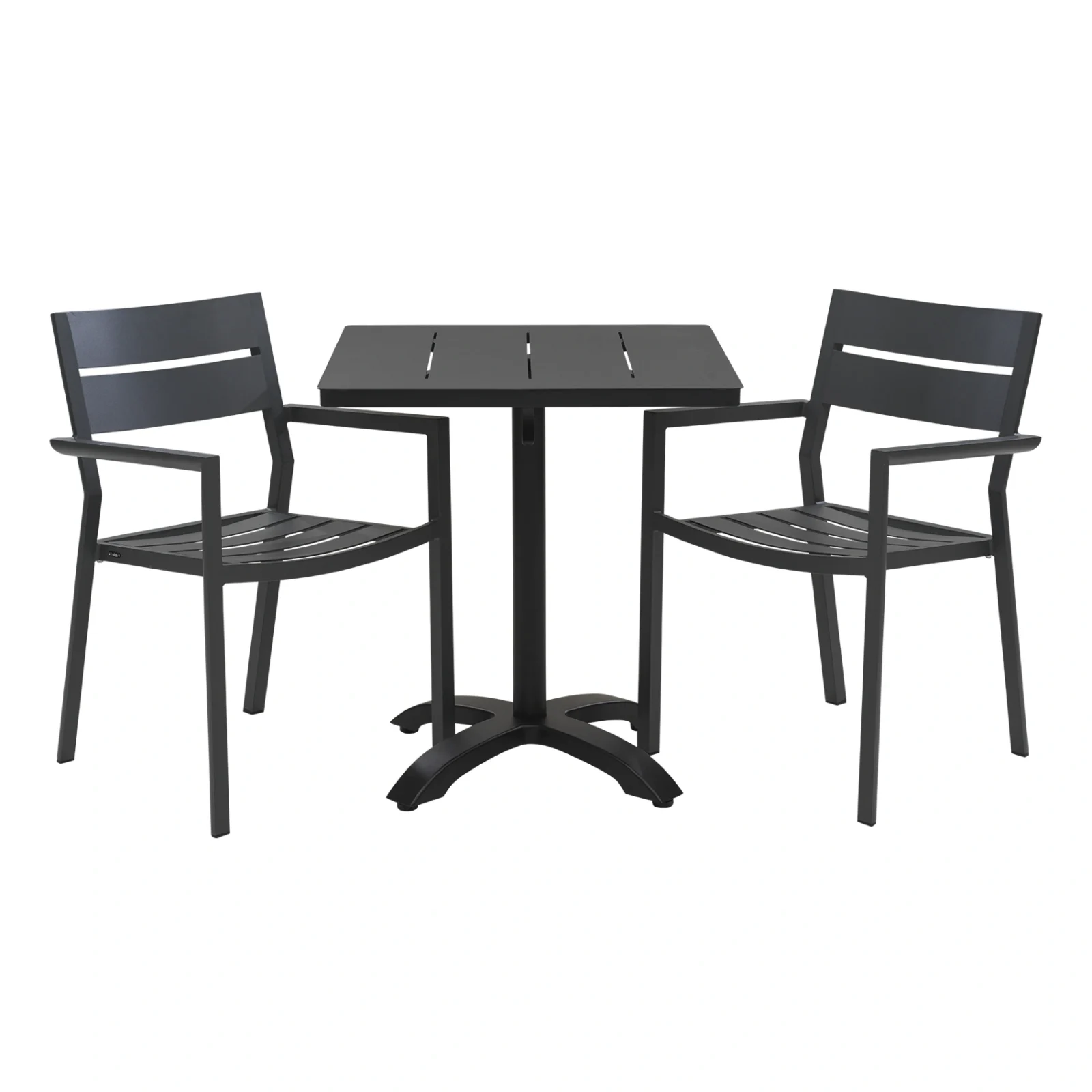 Delia/Avila caféset svart - 2 karmstolar, 70x70 cm