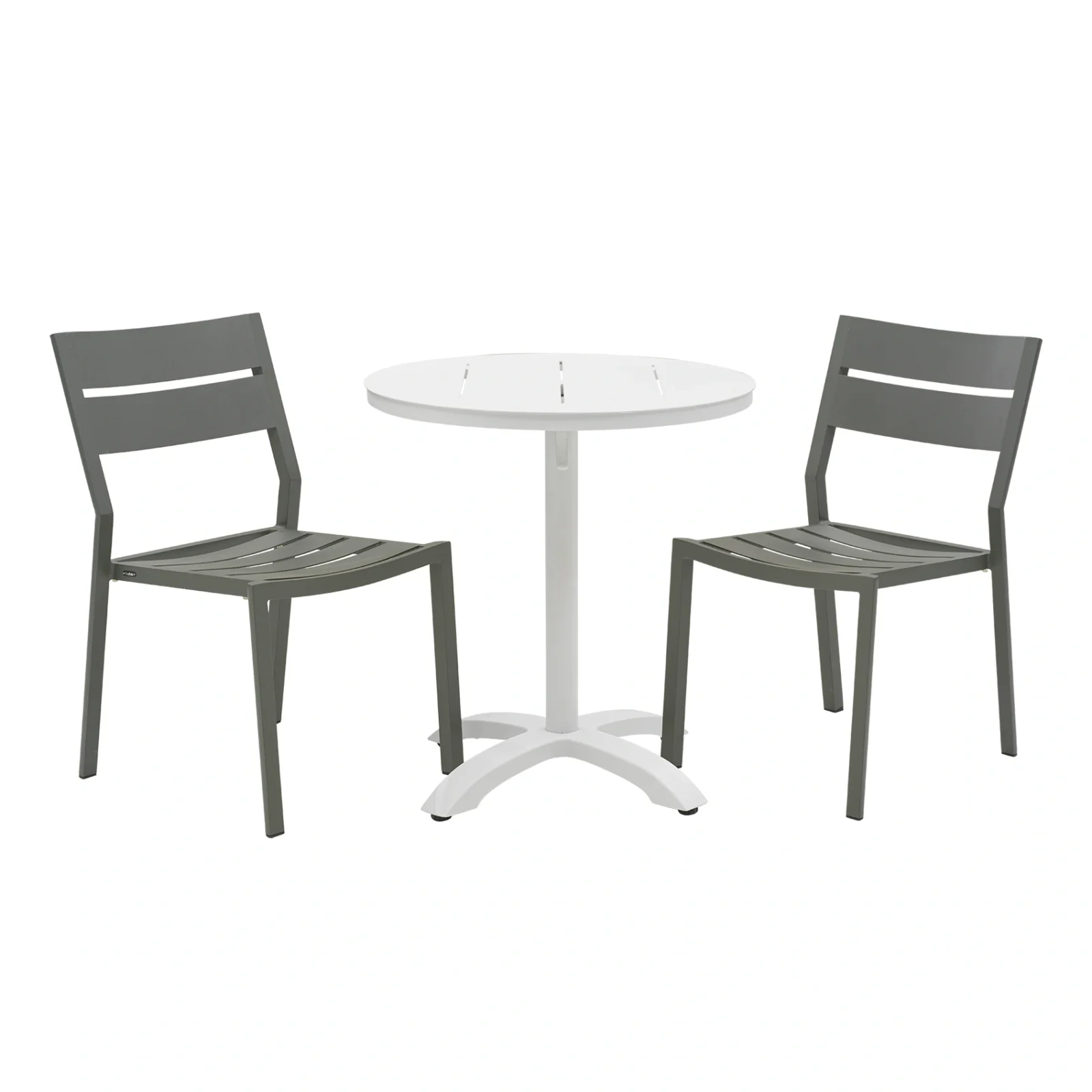 Delia/Avila caféset nordic green/vit - 2 stolar, Ø70 cm