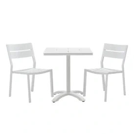 Delia/Avila caféset vit - 2 stolar, 70x70 cm