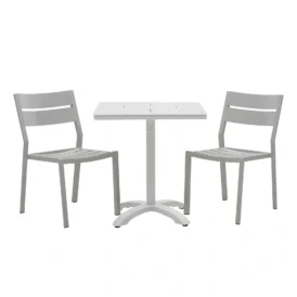 Delia/Avila caféset ljusgrå/vit - 2 stolar, 70x70 cm