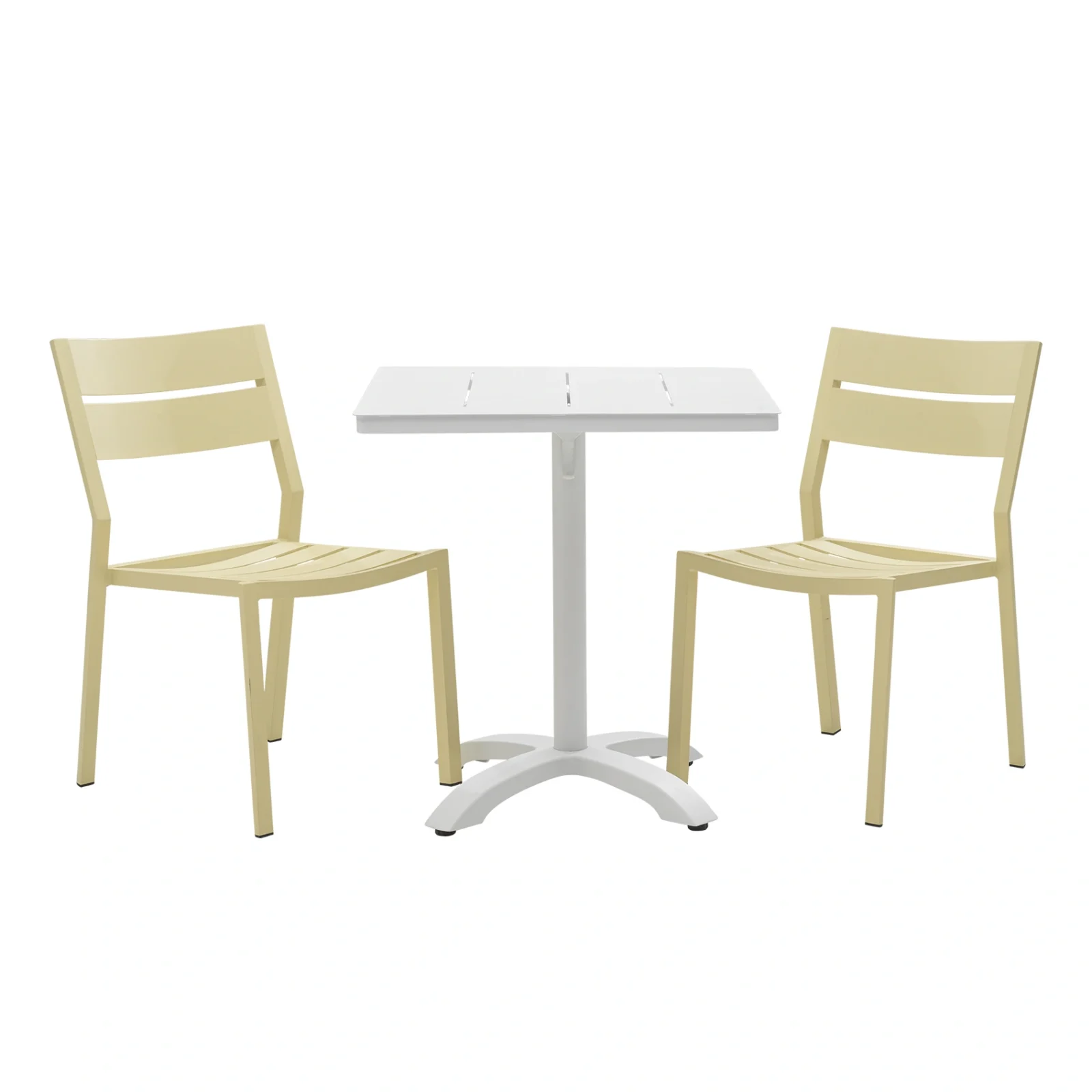 Delia/Avila caféset lemon/vit - 2 stolar, 70x70 cm