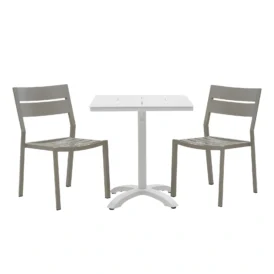 Delia/Avila caféset khaki/vit - 2 stolar, 70x70 cm