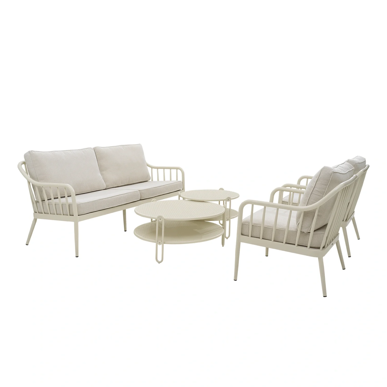 Coleville/Blixt soffgrupp pärlvit/dot beige