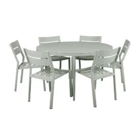 Delia/Bigby matgrupp dusty green - 6 stolar, Ø130 cm