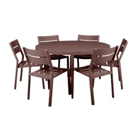 Delia/Bigby matgrupp zin red - 6 stolar, Ø130 cm