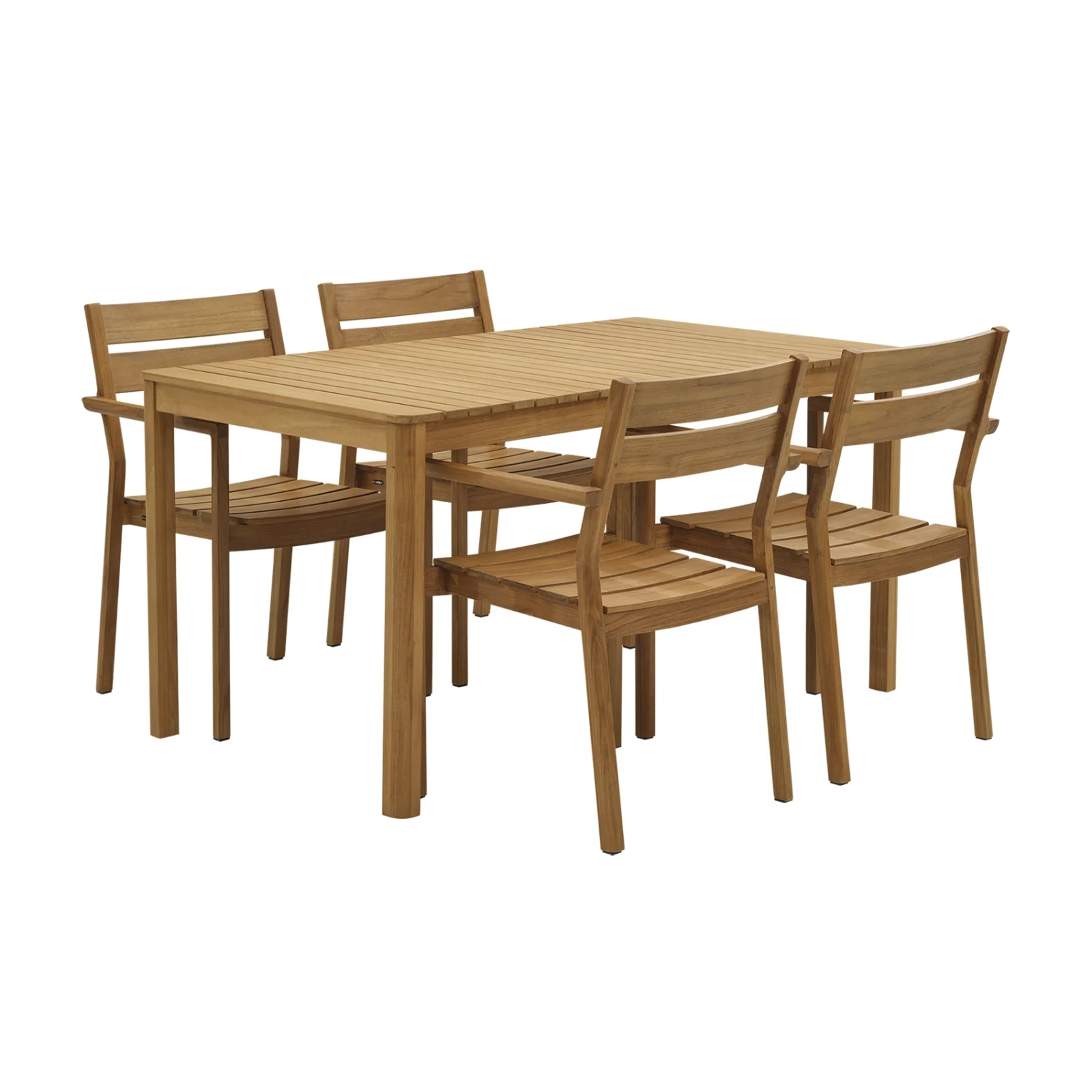 Delia/Joe matgrupp teak - 4 karmstolar, 140x80 cm