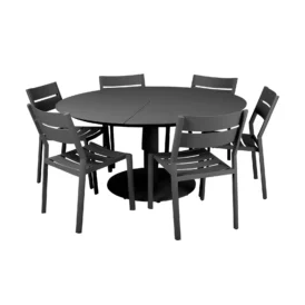 Delia/Peace matgrupp antracit - 6 stolar, Ø150 cm
