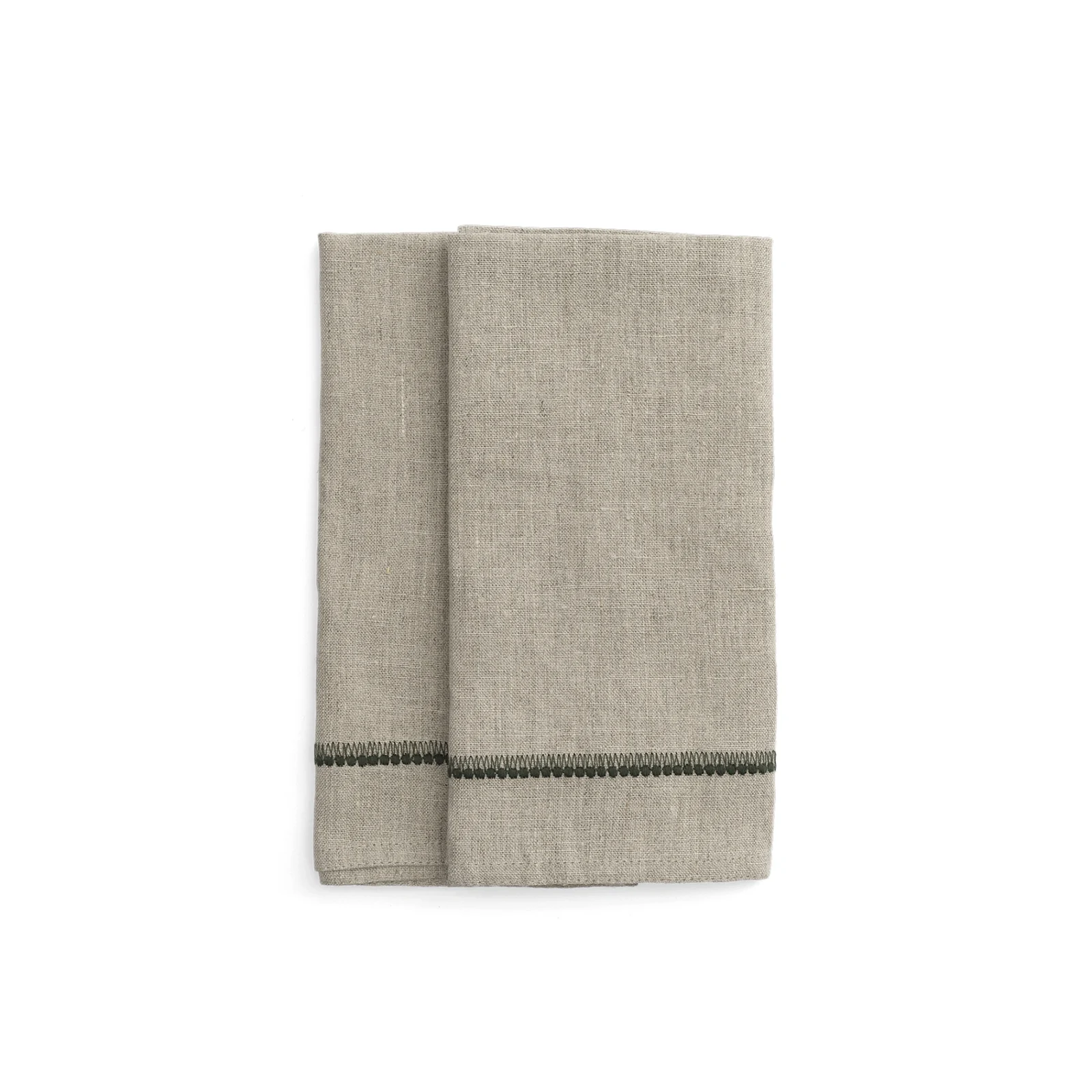 Embroidery servetter linne mossgrön - 2-pack
