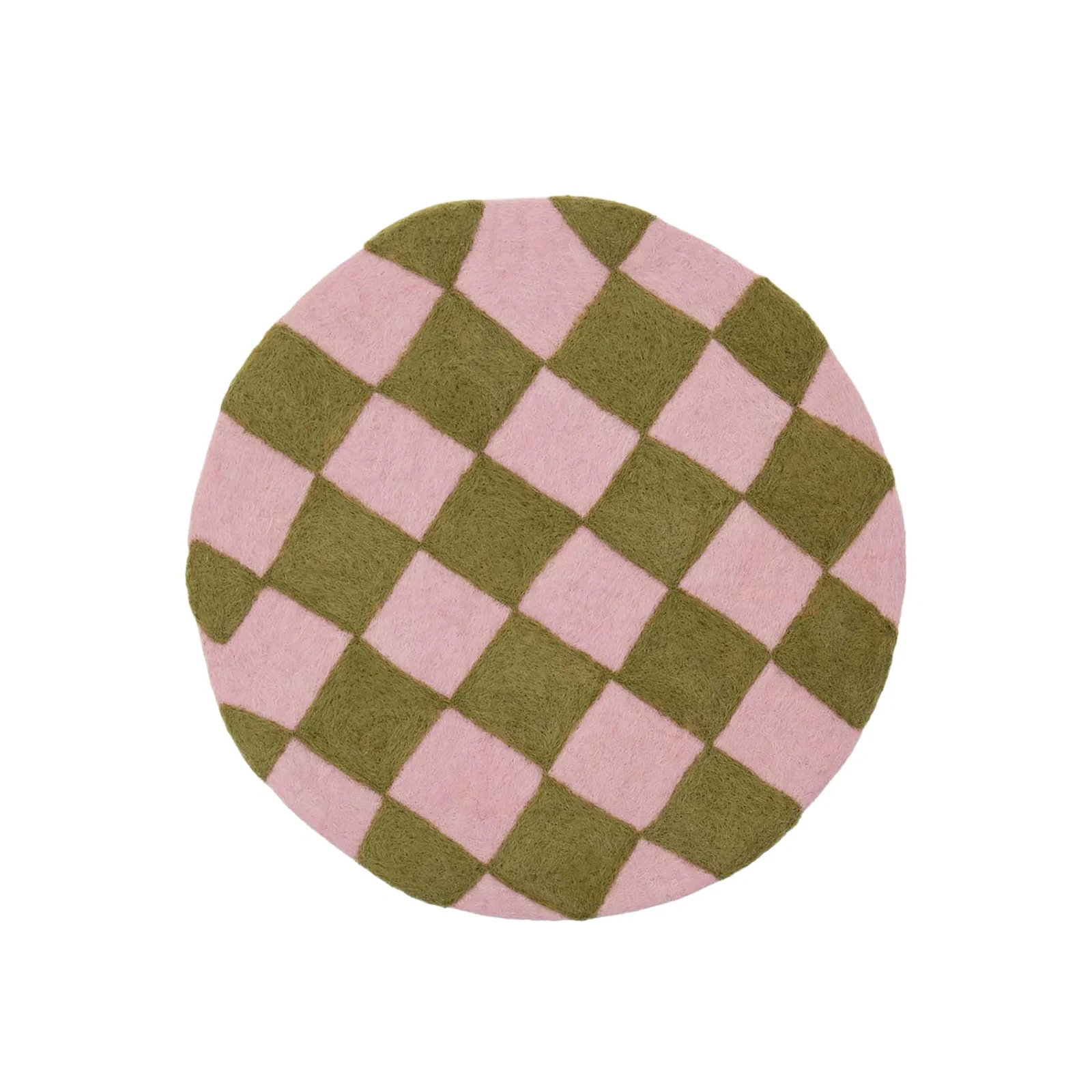 Felt Chess sittdyna ljusrosa/gröngul Ø37 cm